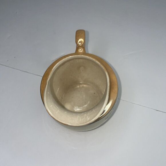 lustre ware vintage creamer beige peach with blue and red painted flowers - Picture 4 of 10